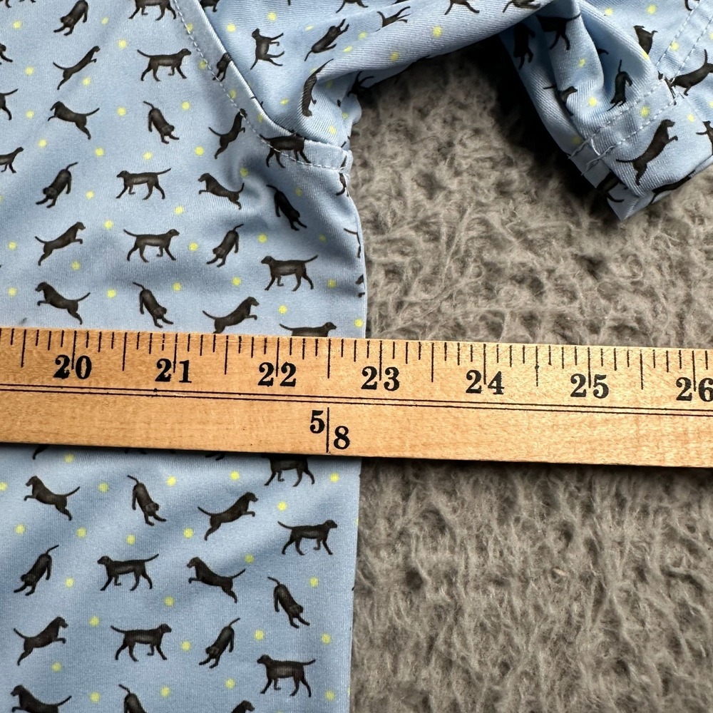 Rhoback The Lab Polo Shirt Mens L Dog Print Performance Light Blue Stretch - Picture 6 of 10